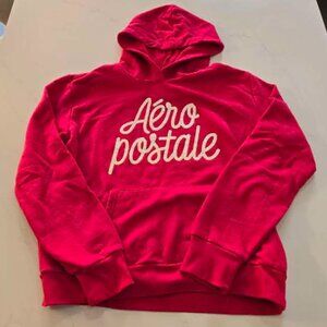 Hot Pink Aeropostale Womens Pullover Hoodie Sweatshirt White Sparkles Glitter XL